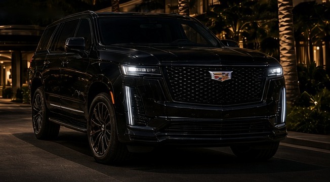 Black luxury SUV at night