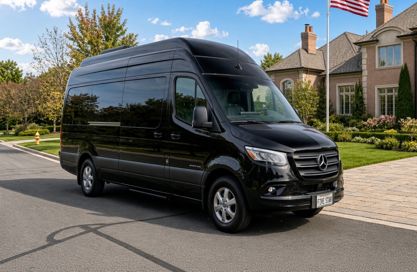 Black Mercedes-Benz Passenger Sprinter van